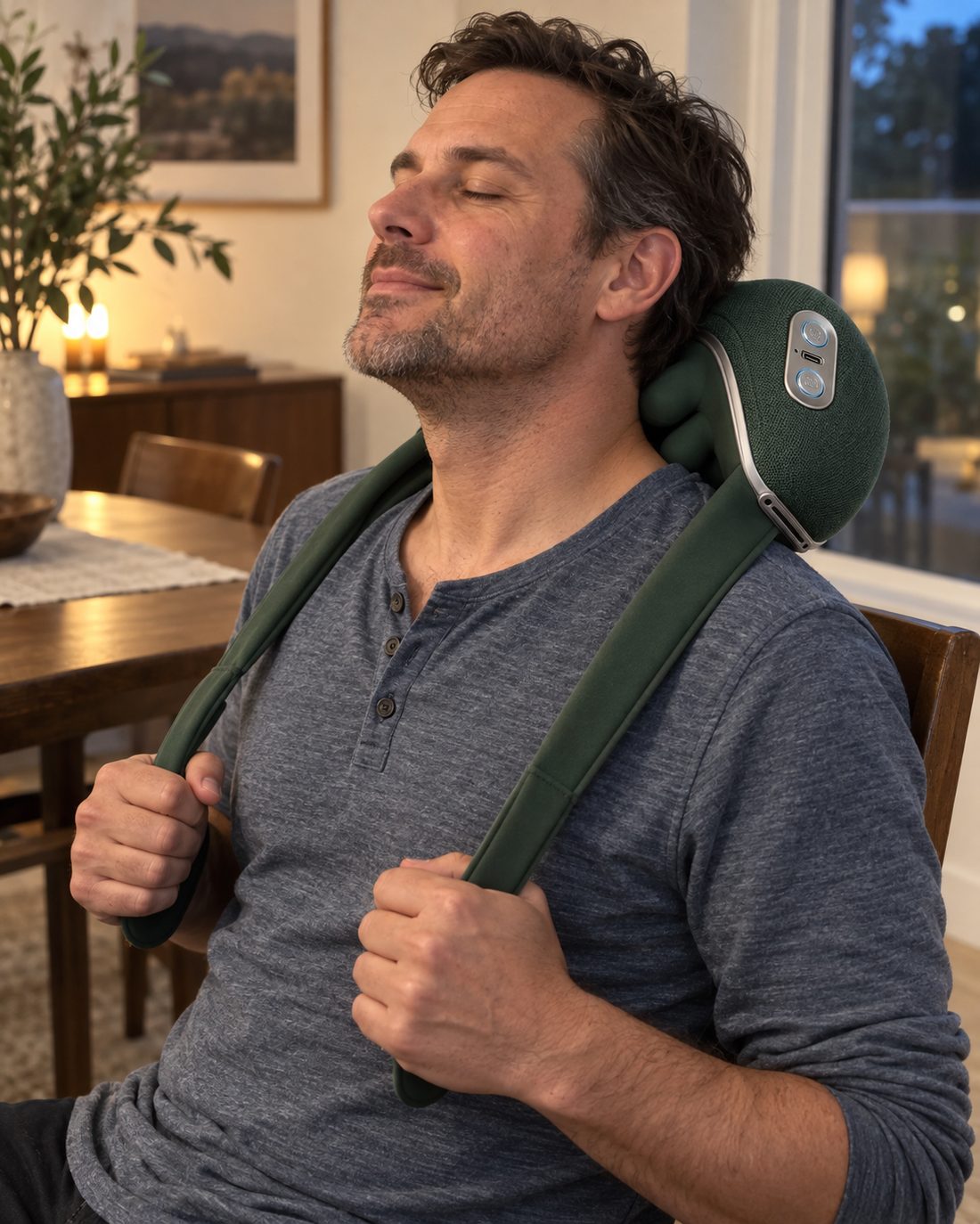 Le masseur nuque sans fil en situation