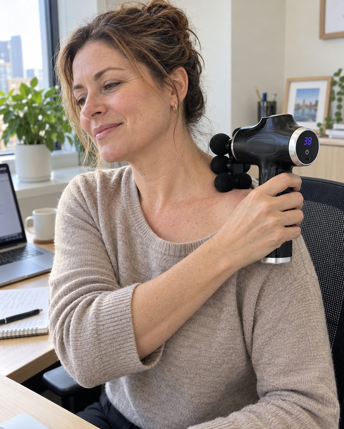 Le mini pistolet de massage en situation